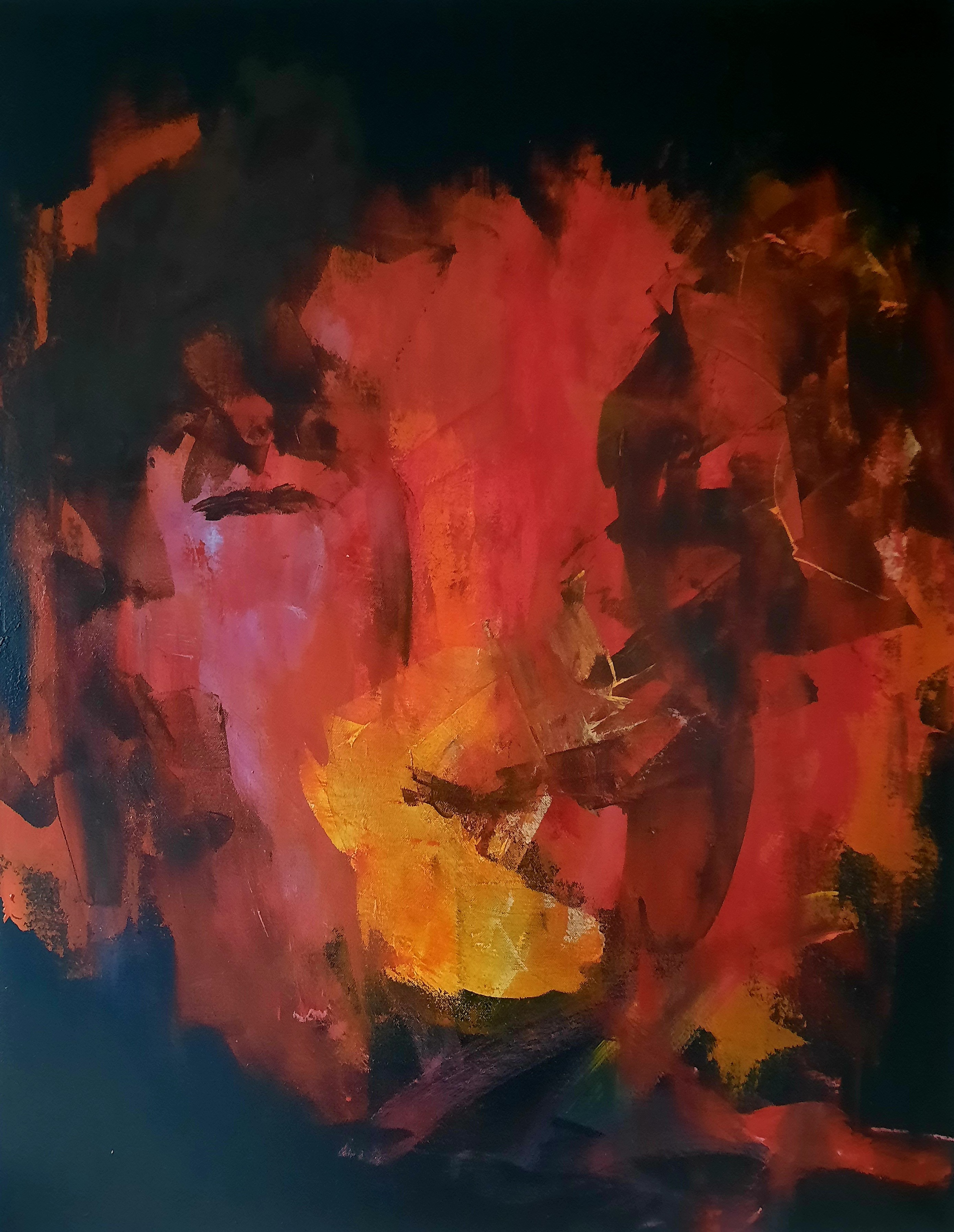 Abstrakt ansigt, akryl på lærred, 90 x 70 cm